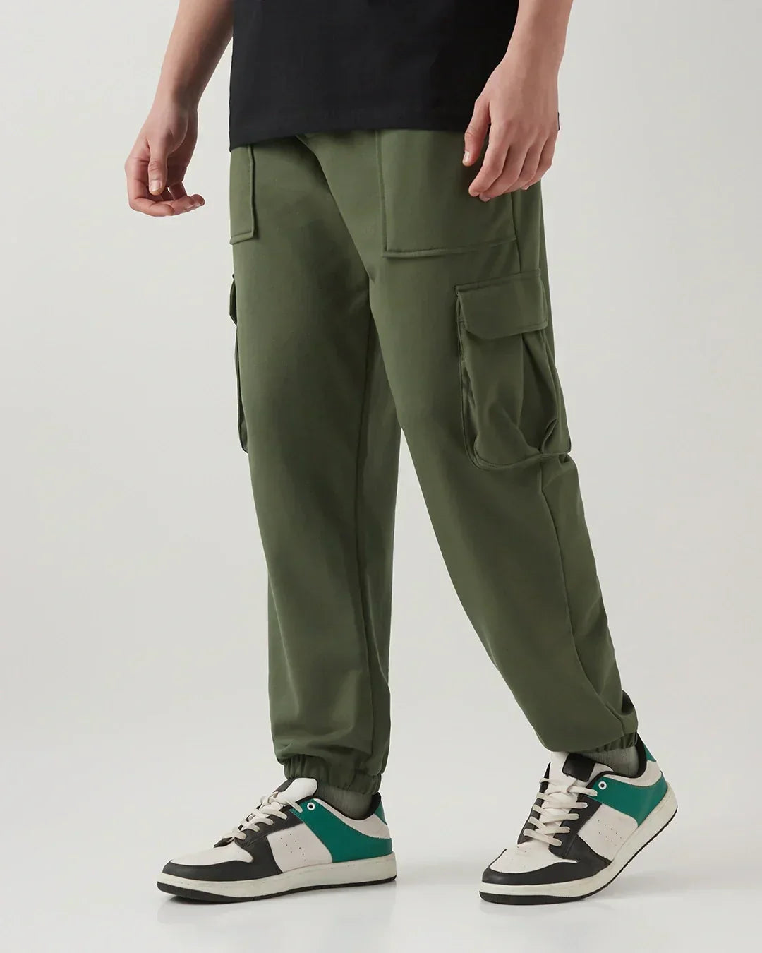 Men's Winter Moss Green Oversized Cargo Joggers
