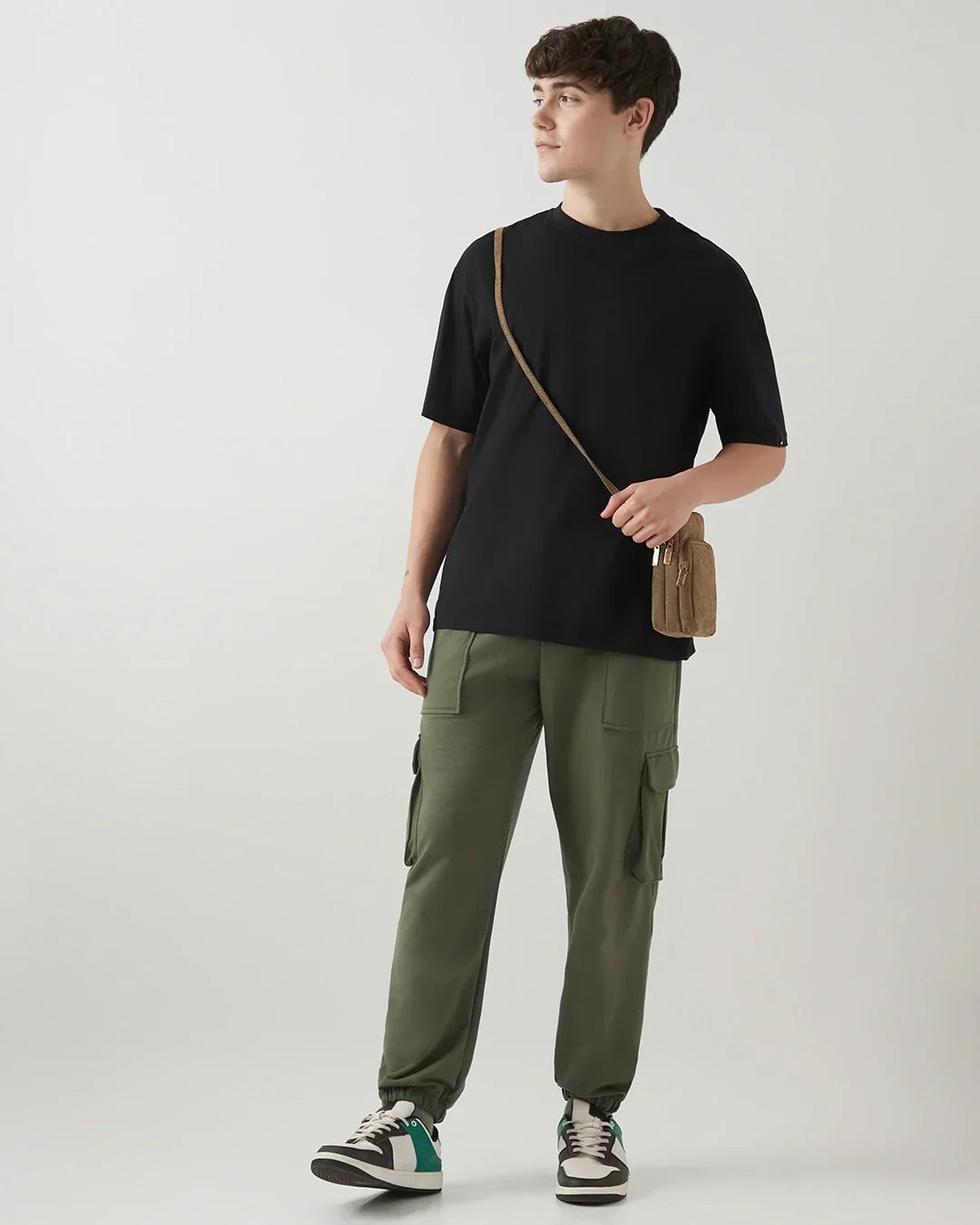 Men's Winter Moss Green Oversized Cargo Joggers