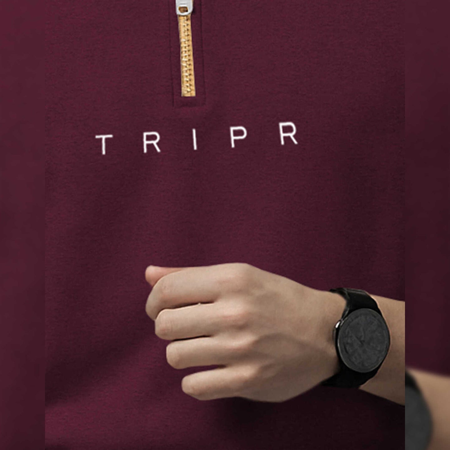 Men Full Sleeve High Neck Sweatshirt Maroon