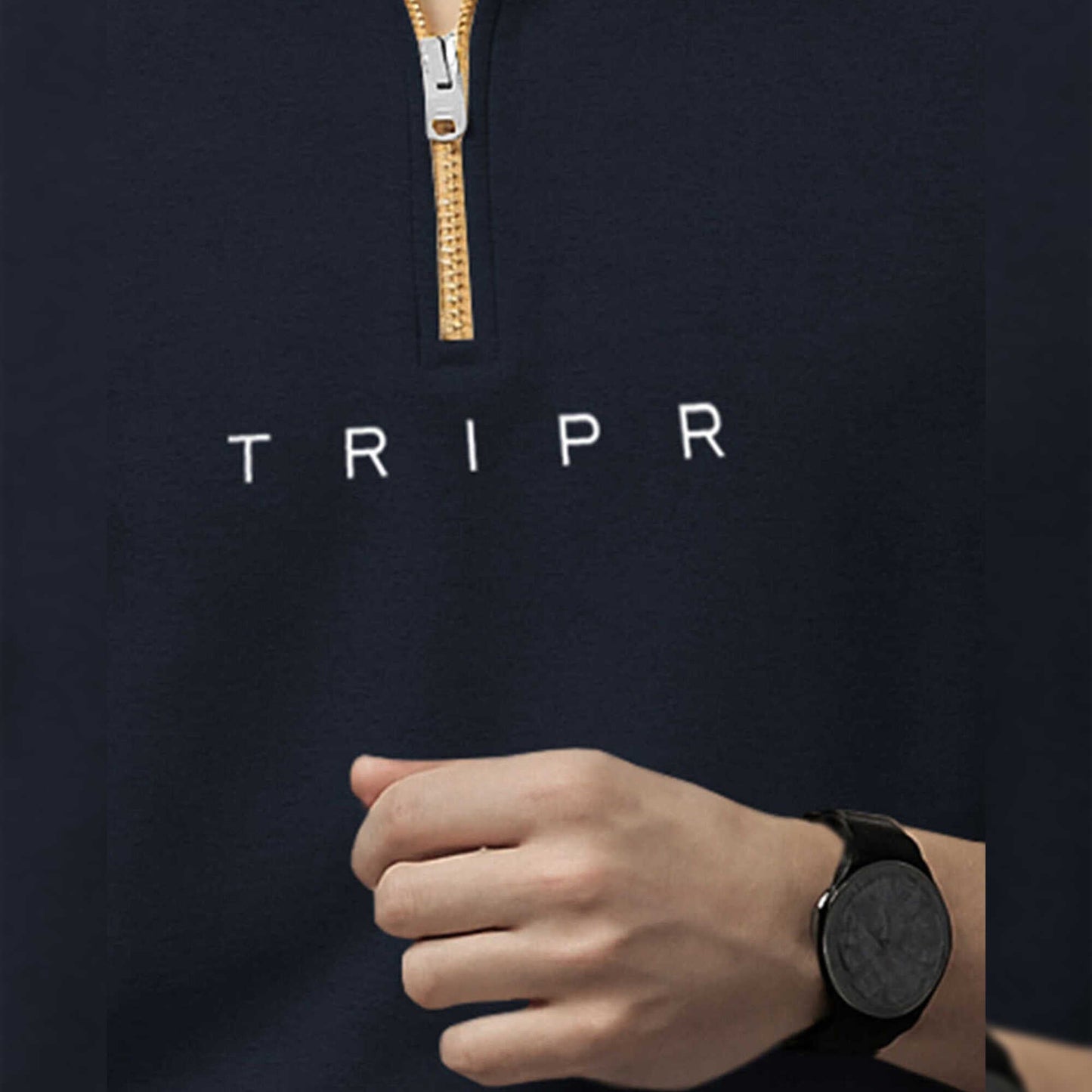 Men Full Sleeve High Neck Sweatshirt Navy blue