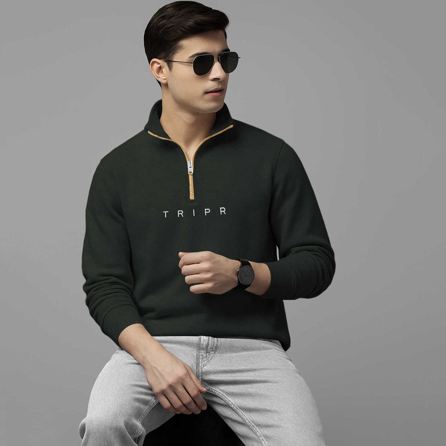 Men Full Sleeve High Neck Quarter Zip 5 Variants Sweatshirt