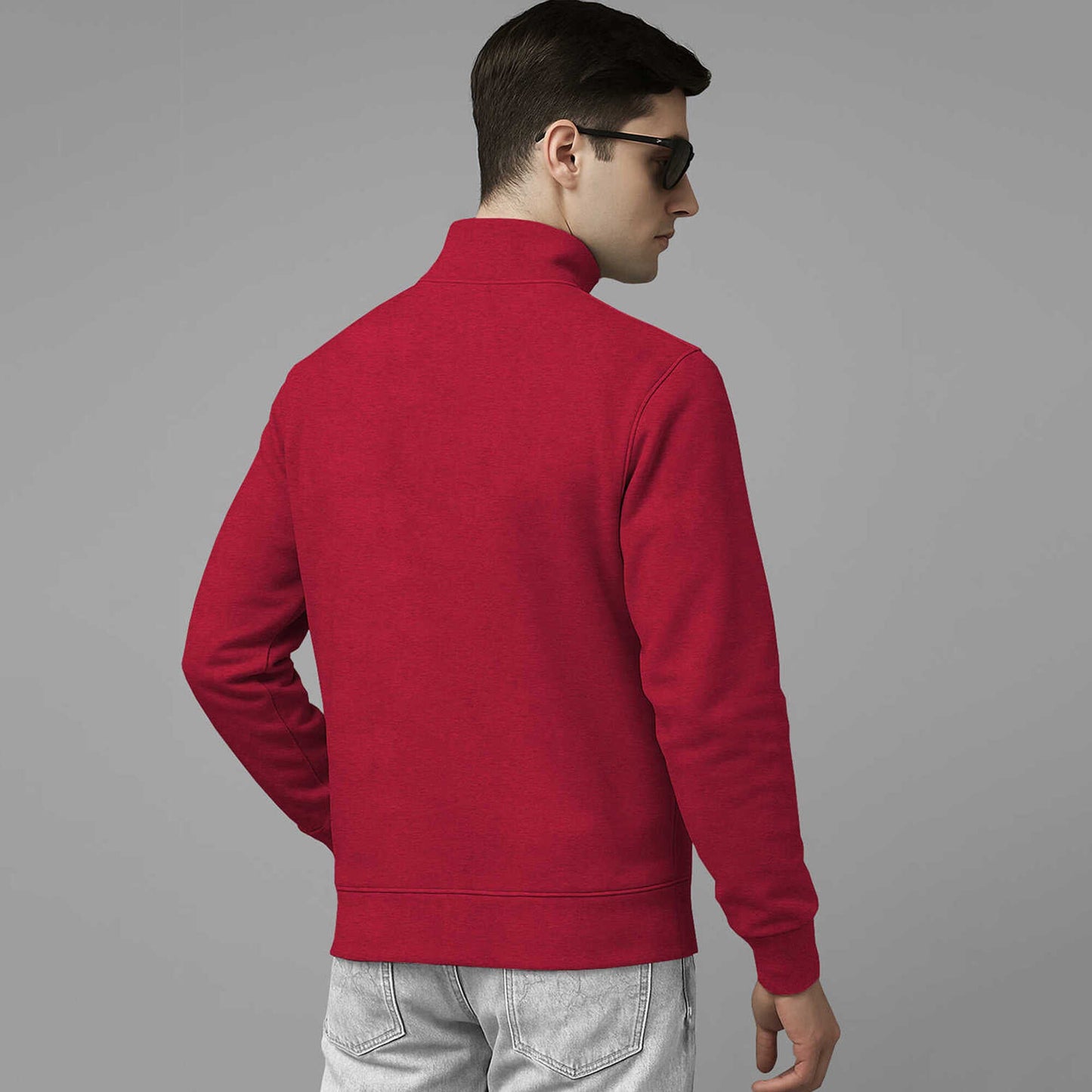 Men Full Sleeve High Neck Sweatshirt Red