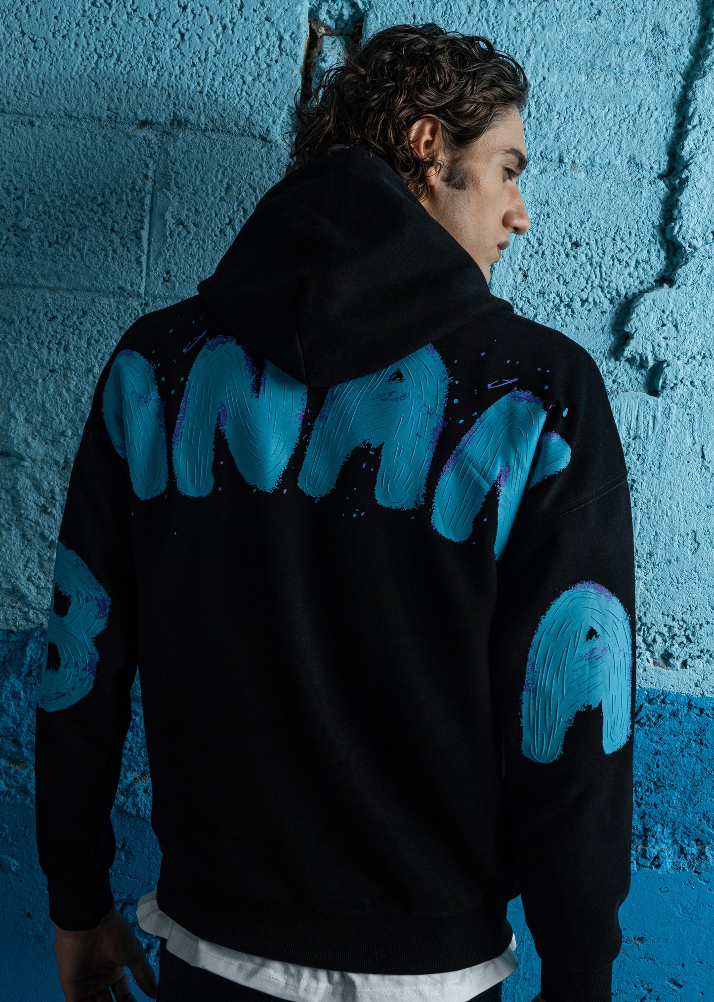 Black Embossed Hoodie