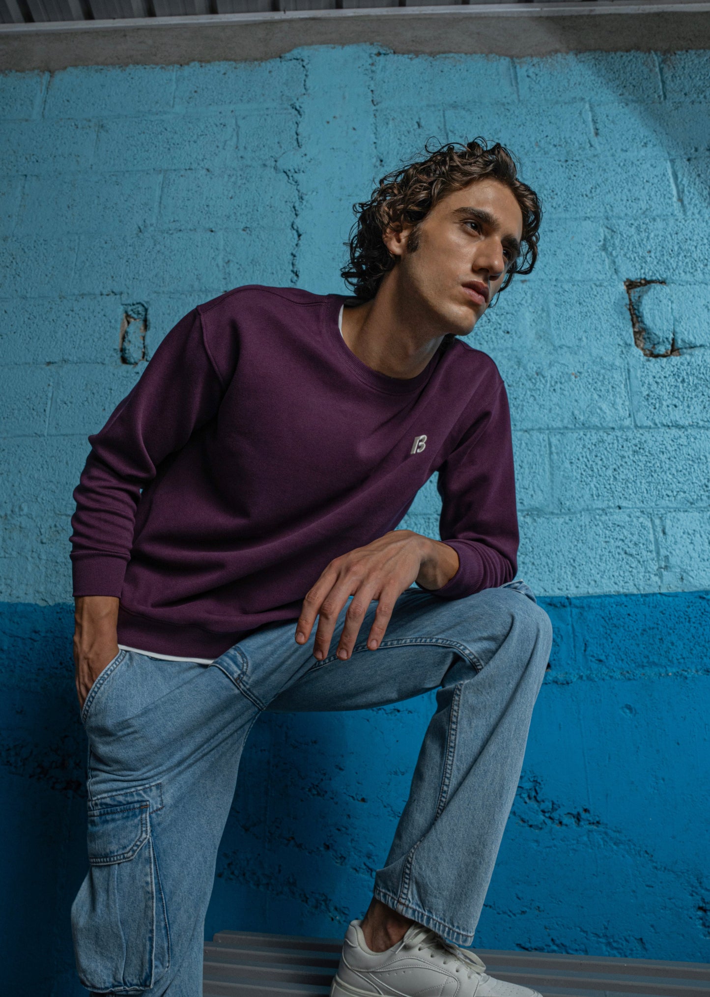 Violet White Contrast Sweatshirt