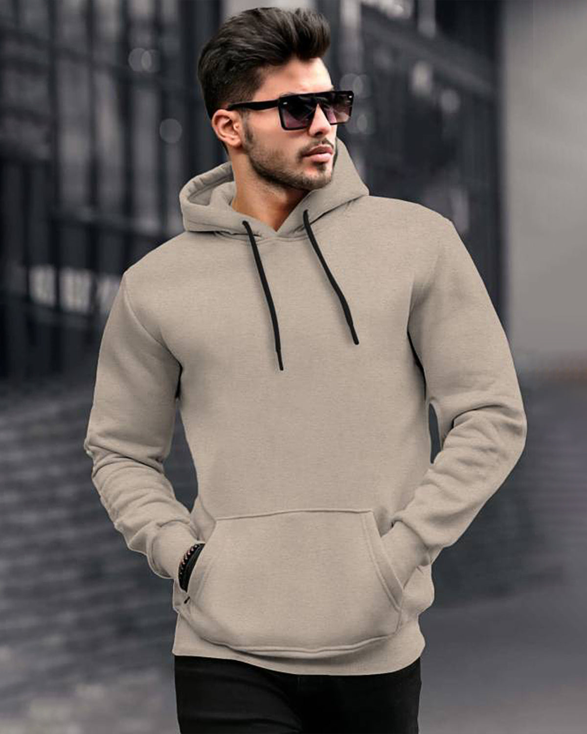 Mens Plain Hooded Sweatshirts with Side Pockets / 6 Color Variants