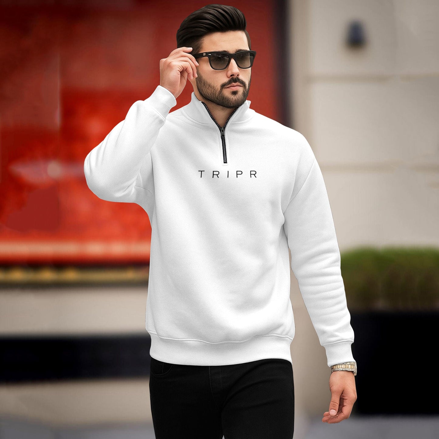 Men's White Non-Hooded Sweatshirts 6 Variants