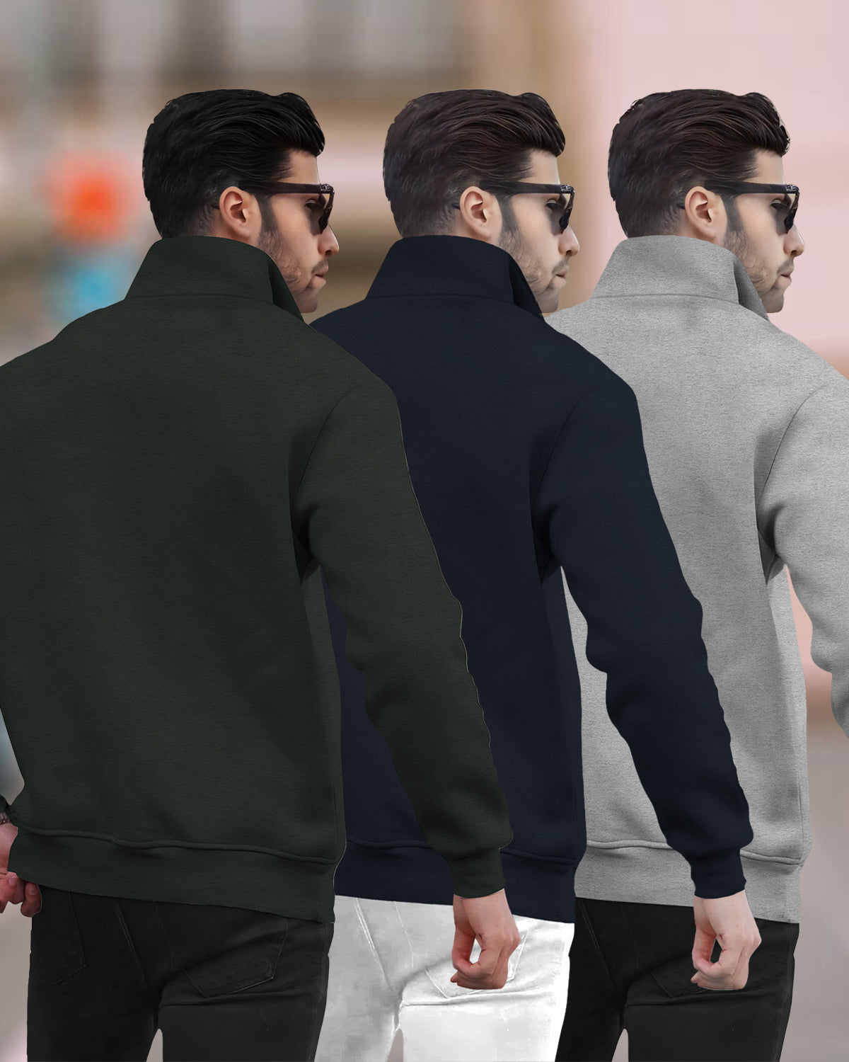 (Pack Of 3) High Neck Sweatshirts - 6 Variants