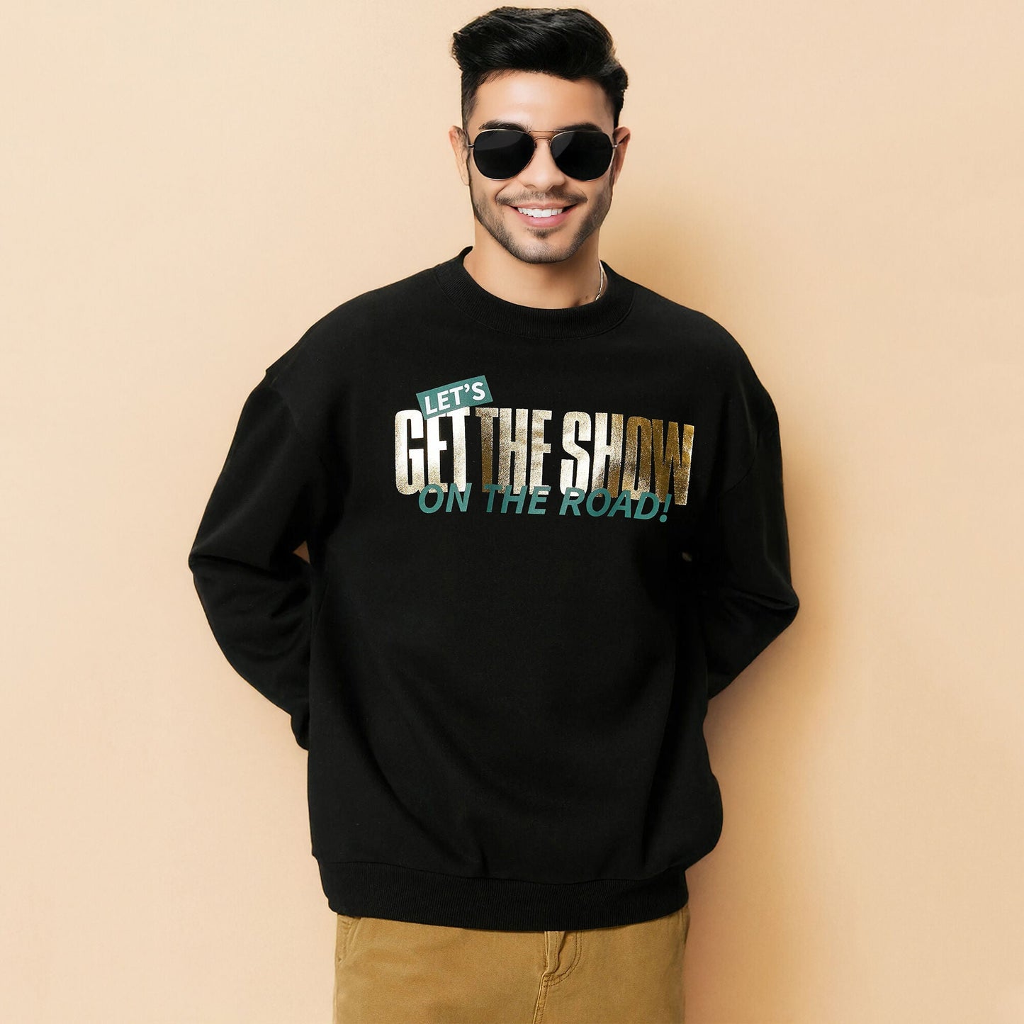 Men’s Printed Crew Neck Sweatshirt Black