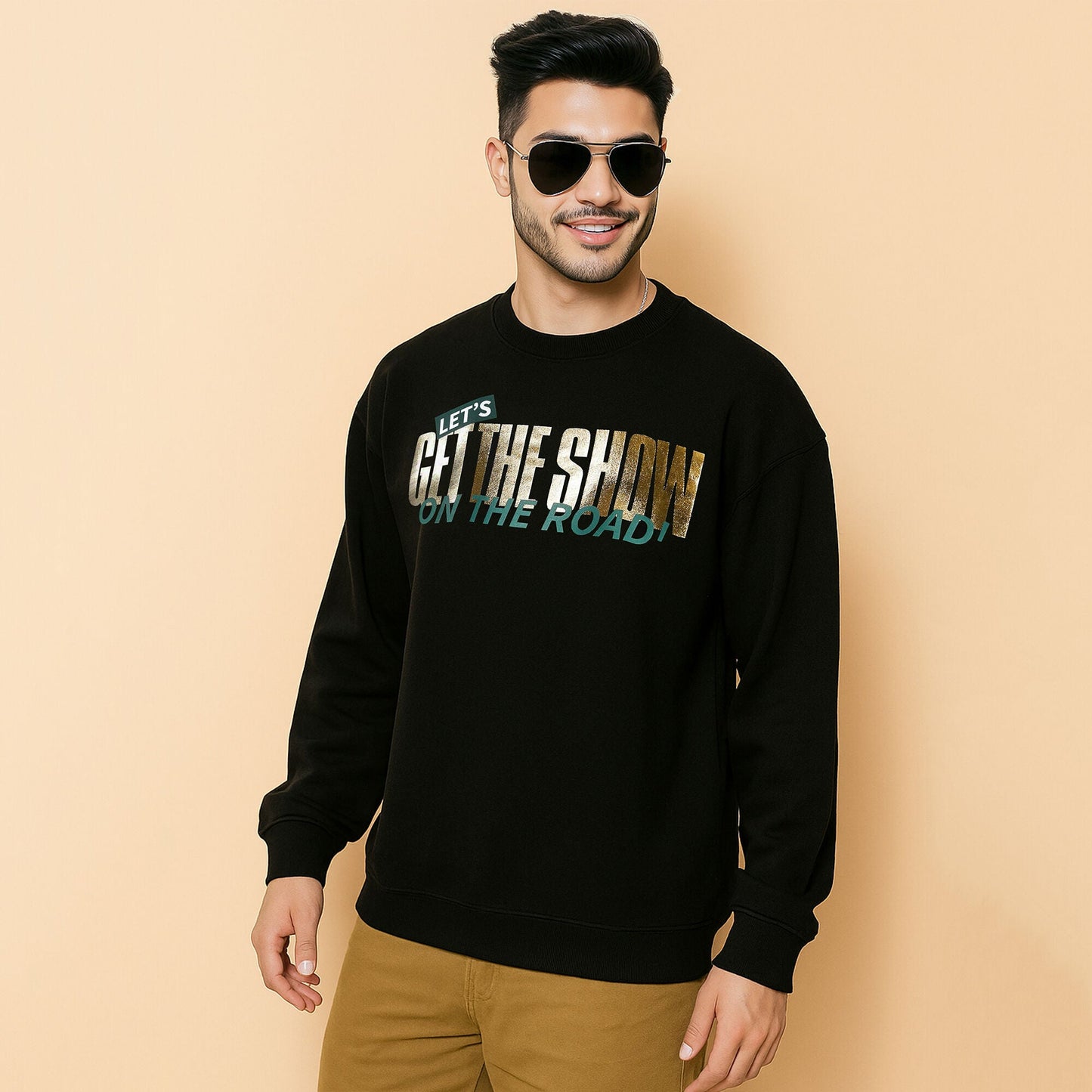 Men’s Printed Crew Neck Sweatshirt Black