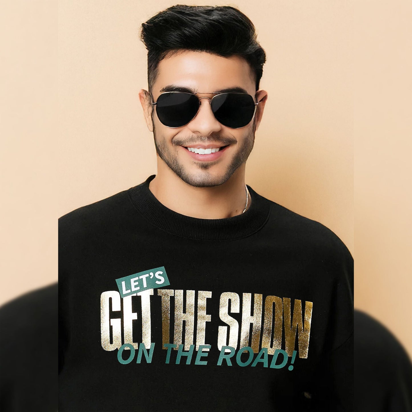 Men’s Printed Crew Neck Sweatshirt Black