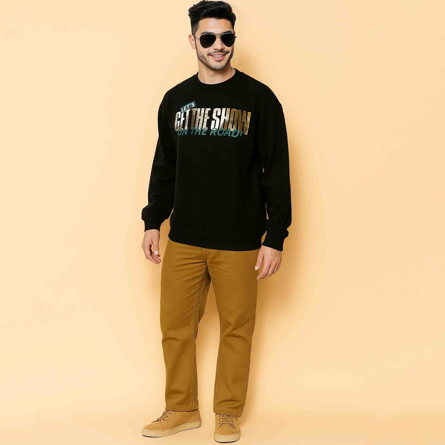 Men’s Printed Crew Neck Sweatshirt Black