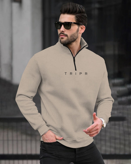Logo Printed High Neck Zipper Sweatshirts with 9 Variants