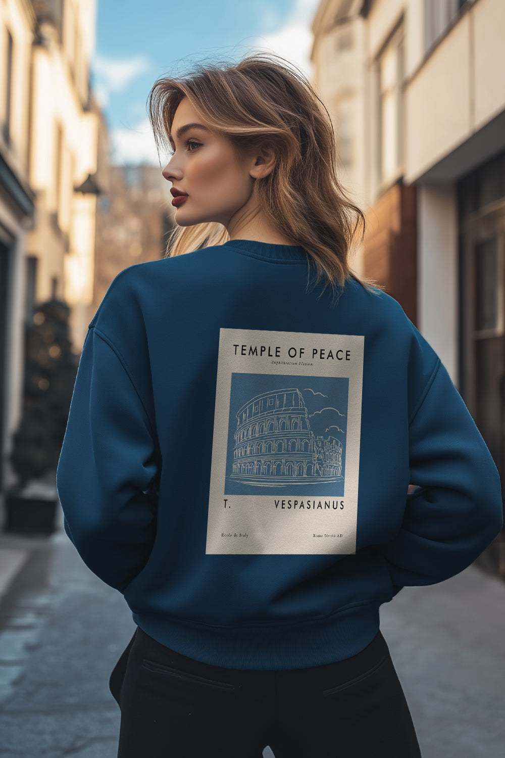 Unisex Fit Temple Of Peace Oversized Sweatshirt