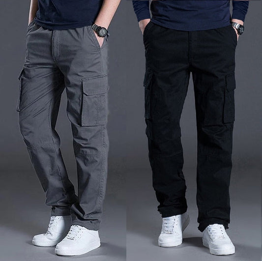 PACK OF 2 TRENDY SUMMER CARGO PANTS (Black + Grey)